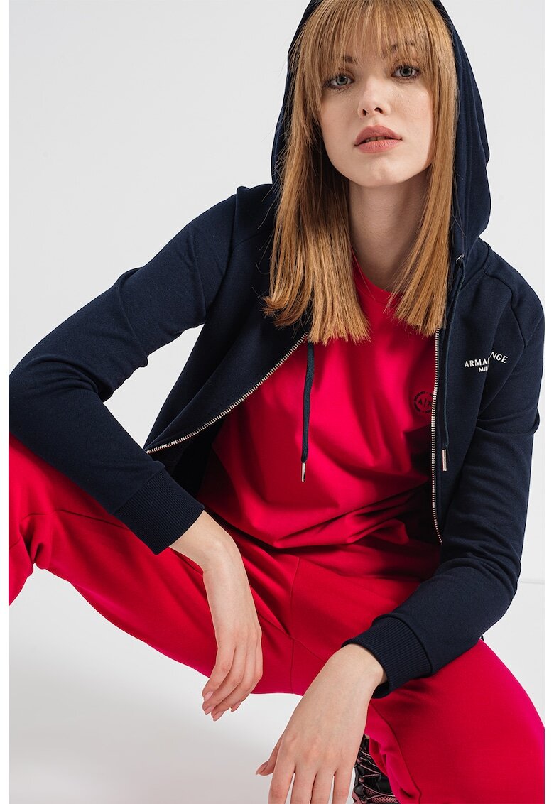 Armani Exchange Худи с цип и ръкави реглан