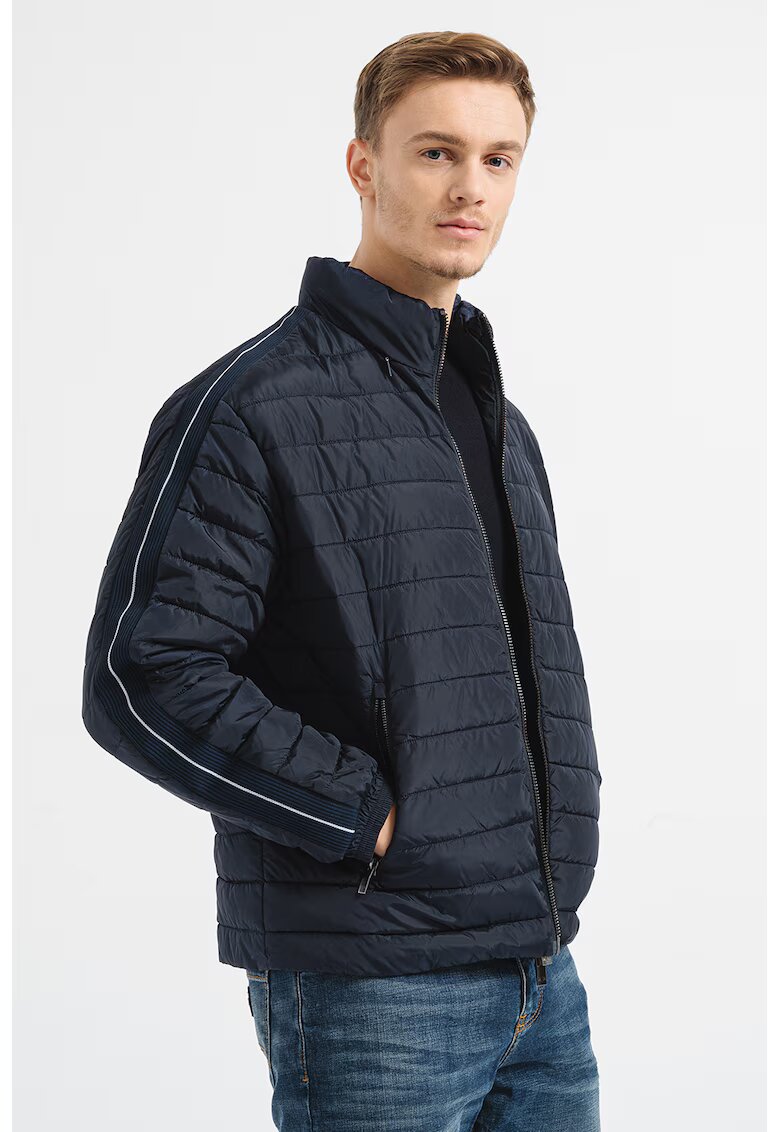 Armani Exchange Олекотено яке с джобове с цип - Сиво-кафяв/Тъмносин