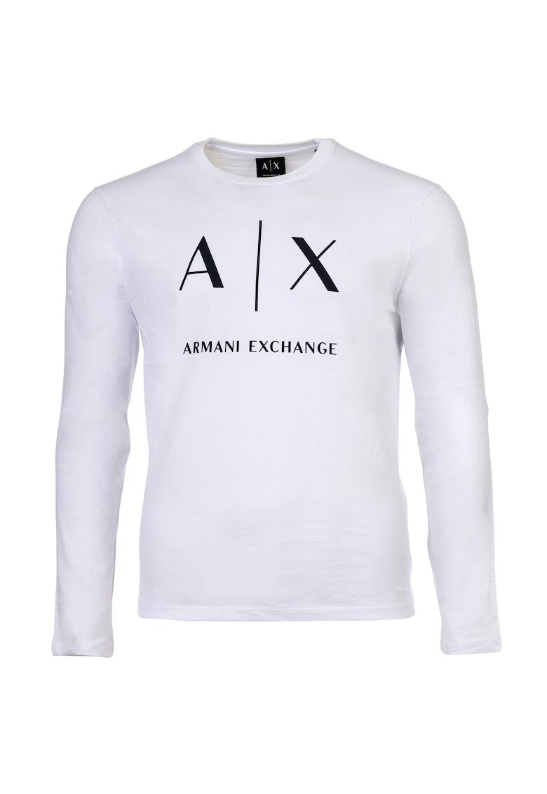 Armani Exchange Памучна слим блуза с лого
