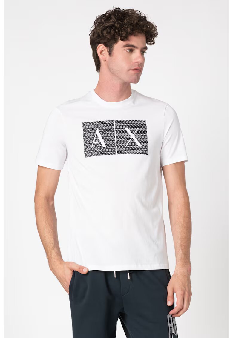 Armani Exchange Памучна слим тениска с лого