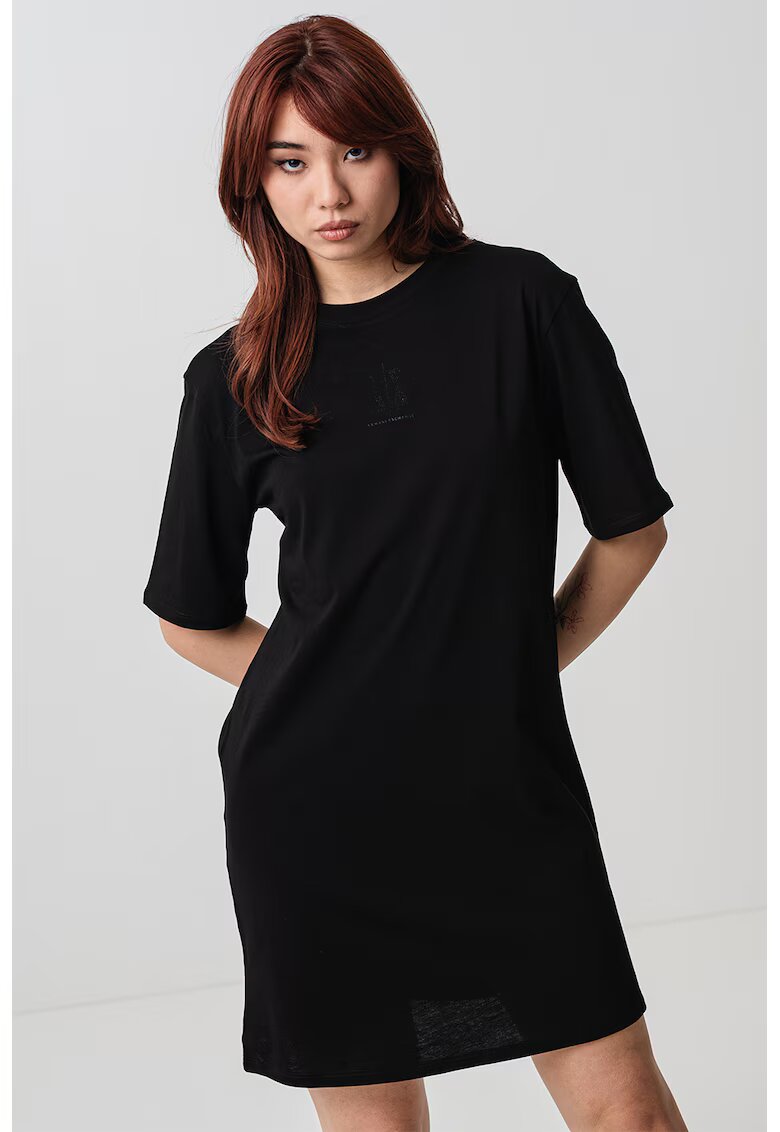 Armani Exchange Памучна тениска с паднали ръкави