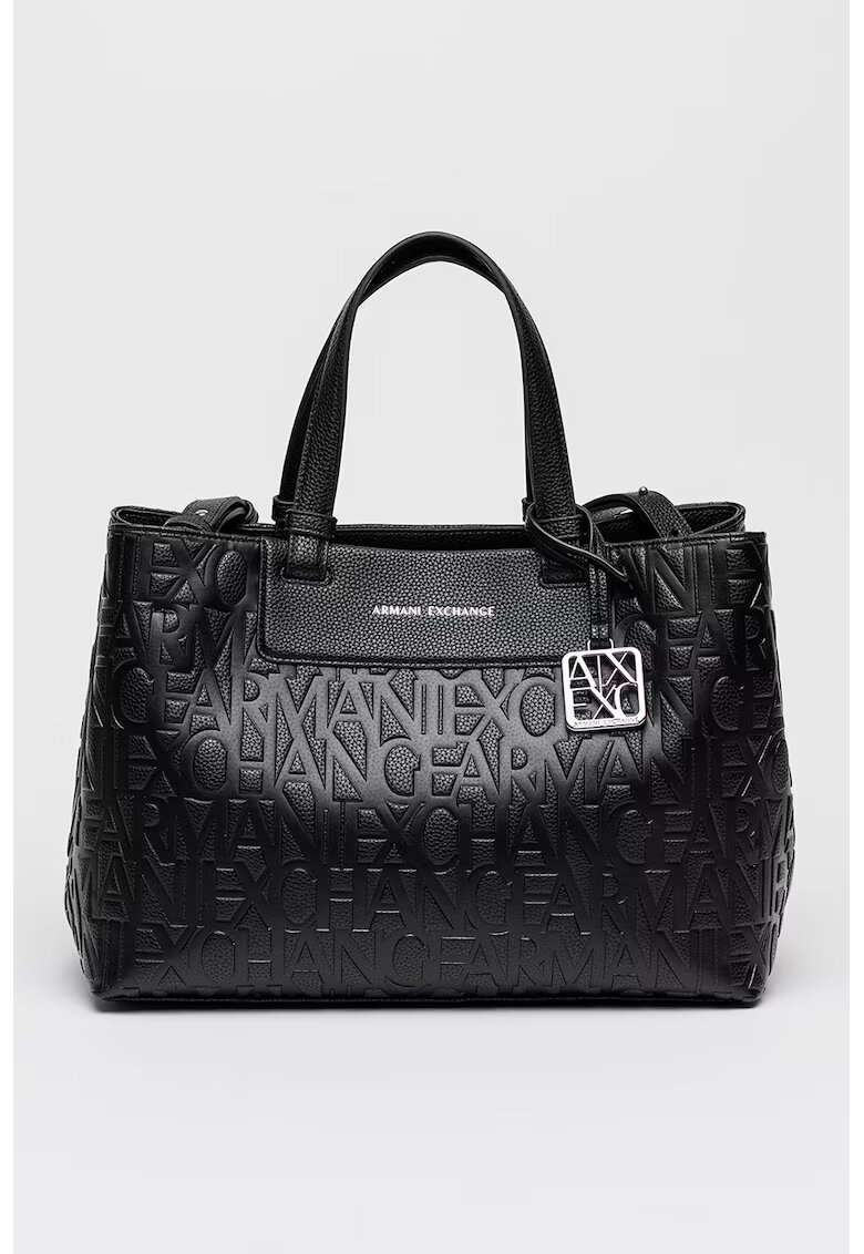 Armani Exchange Шопинг чанта от еко кожа с релефно лого