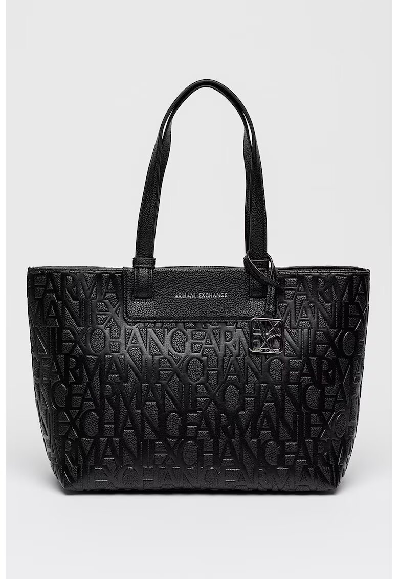 Armani Exchange Шопинг чанта от еко кожа с релефно лого