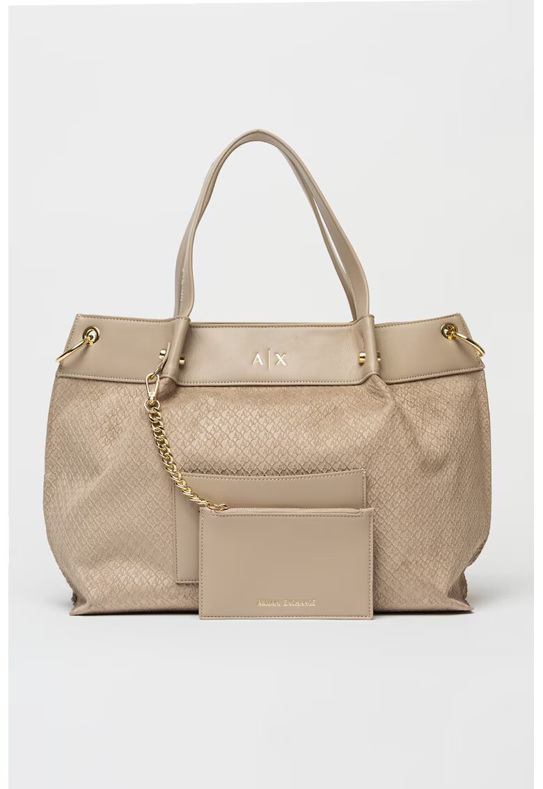 Armani Exchange Шопинг чанта с принт и отделящ се несесер