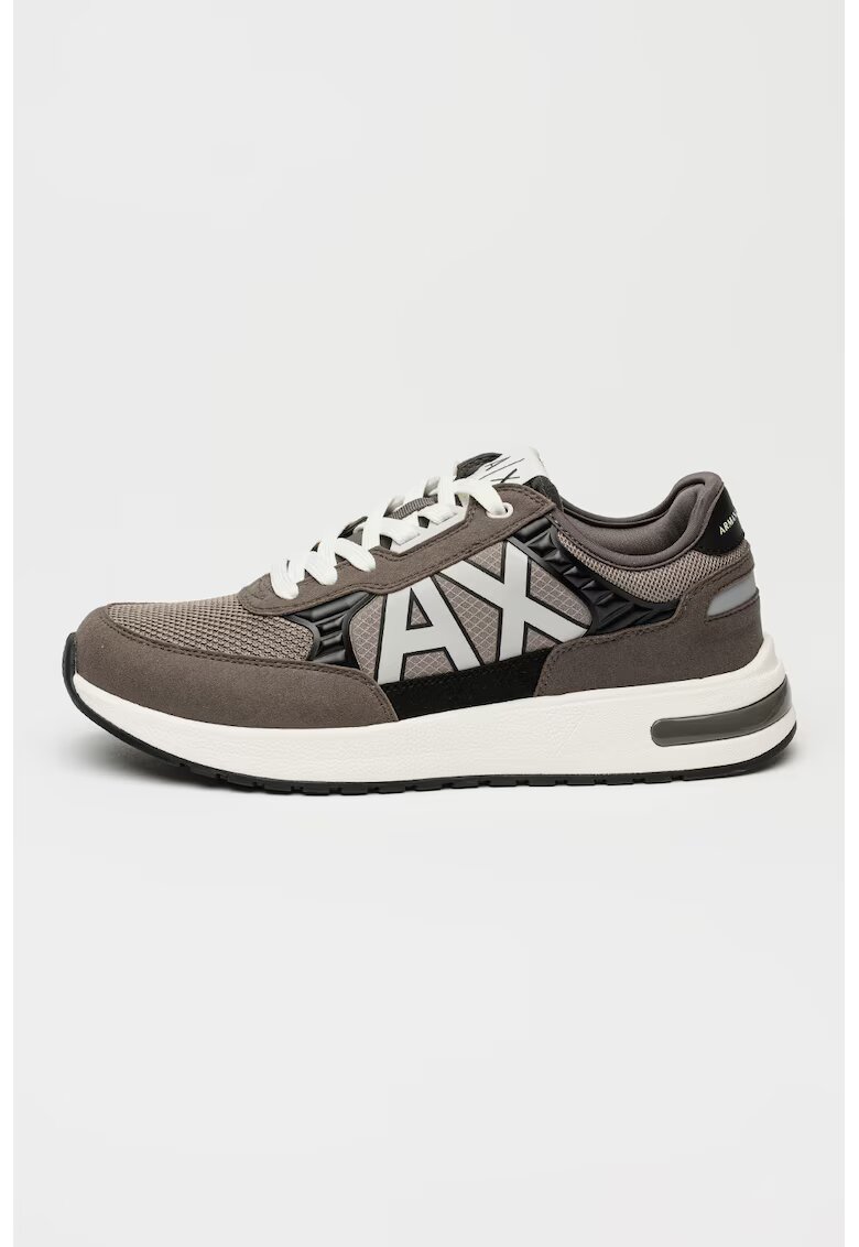 Armani Exchange Спортни обувки с мрежести зони - Бял/Черен/Сиво-кафяв