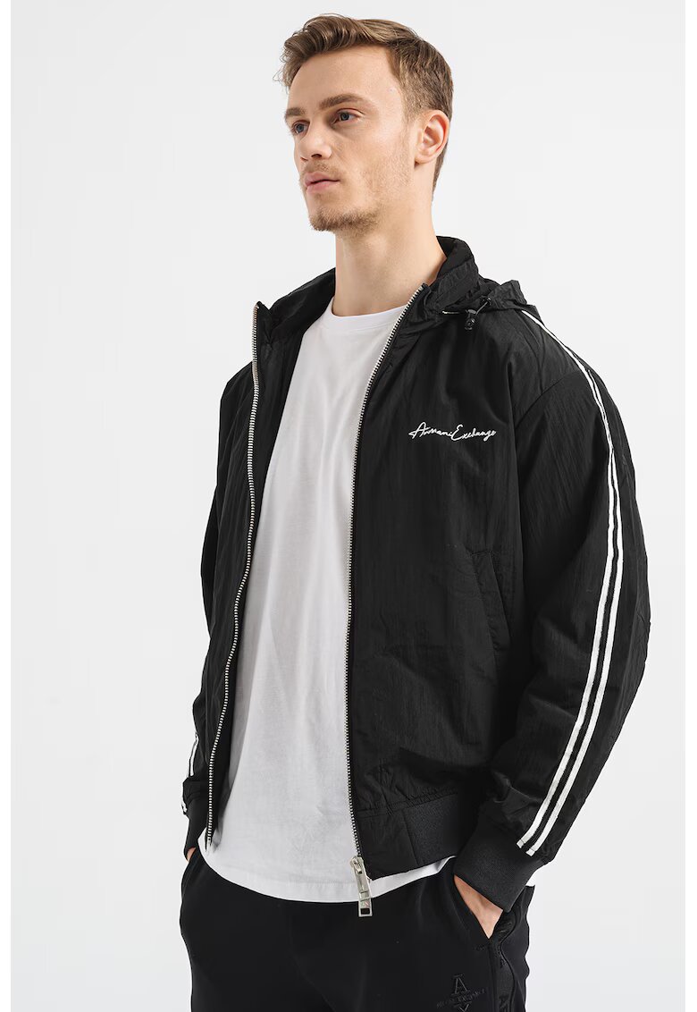 Armani Exchange Стандартно яке с лого - Черен/Бял