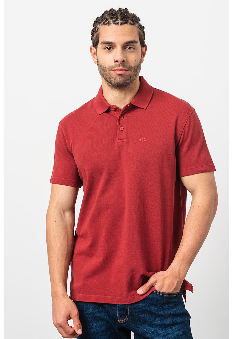 Armani Exchange Тениска от пике с яка