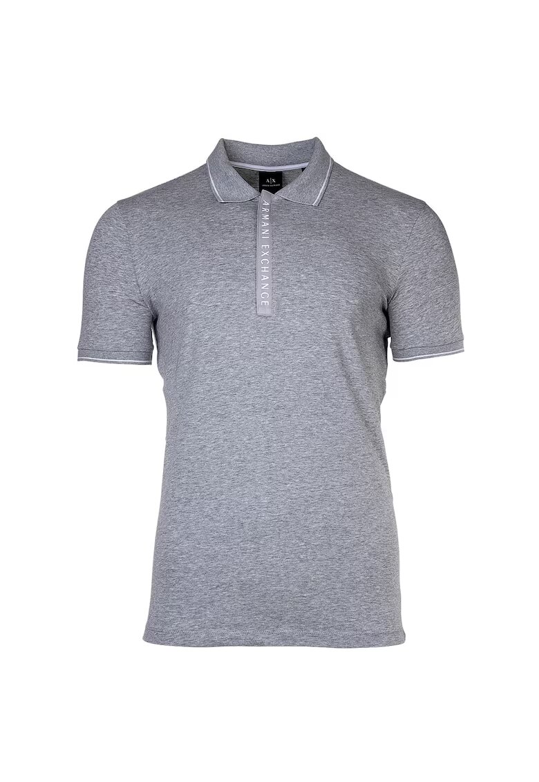 Armani Exchange Тениска с яка с къс цип - Сив