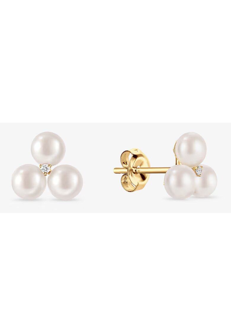 Atelier Devi Обеци от 14K злато с диамант и естествени перли - Noa