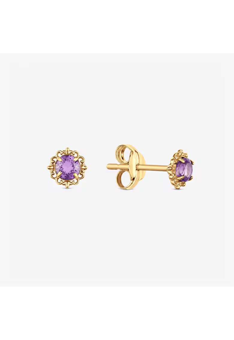 Atelier Devi Обеци от 14K злато с естествен аметист - Hana