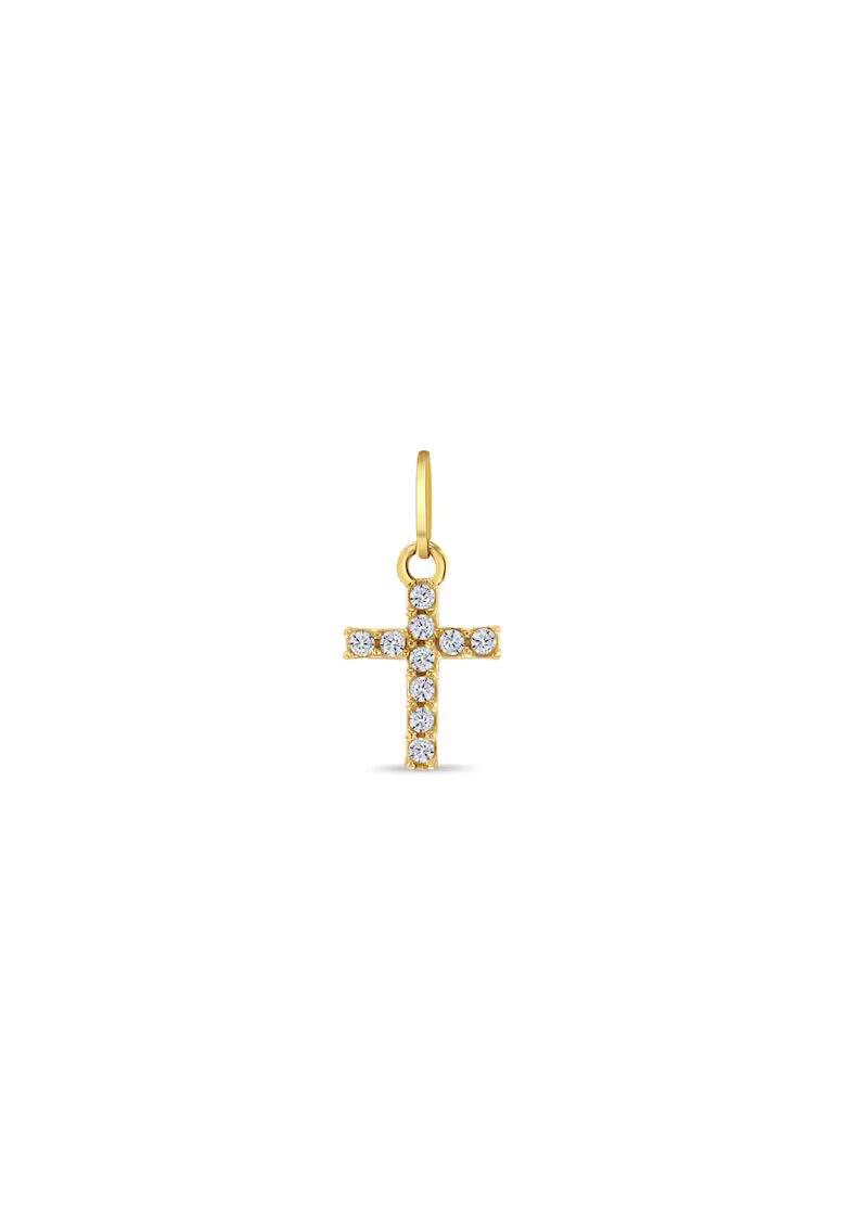 Bebe Gold Висулка от 14K злато за деца - във формата на кръст с CZ камъни