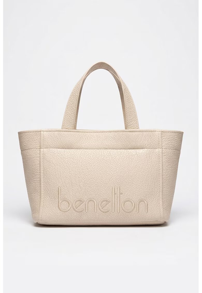 Benetton Чанта за рамо с бродирано лого - Светло бежово