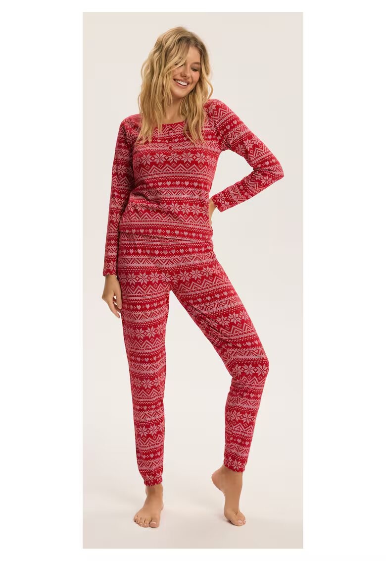 Bloovii Pijama dama Rosu-Alb Hygge - Коледа