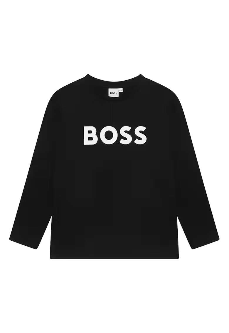 BOSS Kidswear Блуза с овално деколте и контрастно лого