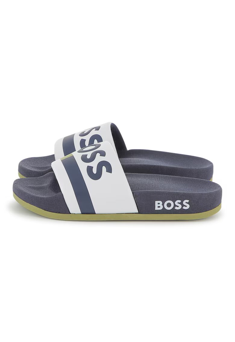 BOSS Kidswear Чехли с контрастно лого - Зелен/Прашно синьо