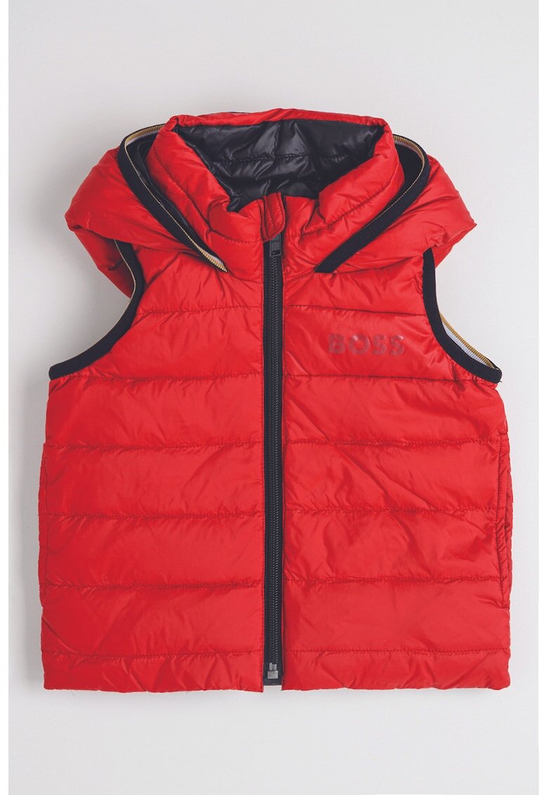 BOSS Kidswear Двулицев елек с пухена вата - Бежов/Крем