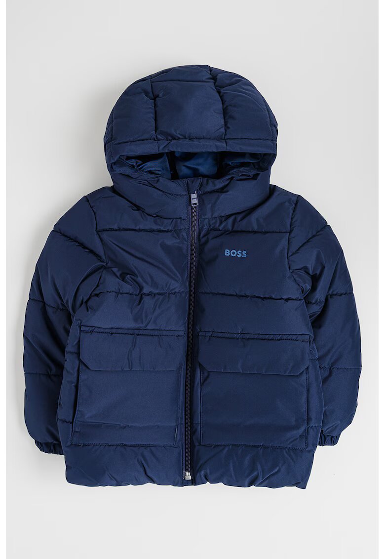 BOSS Kidswear Капитонирано зимно яке с качулка