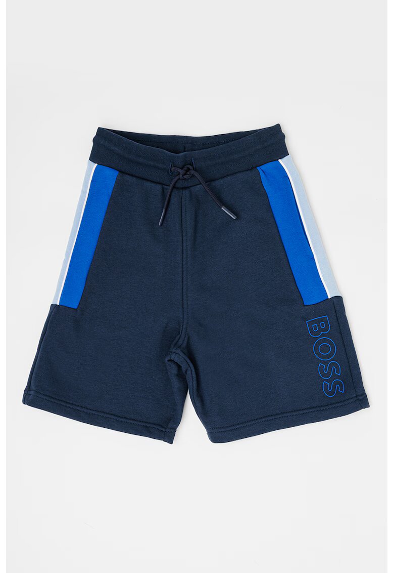 BOSS Kidswear Къс панталон с лого - Ултрамарин синьо/Кралско Синьо/Ледено синьо
