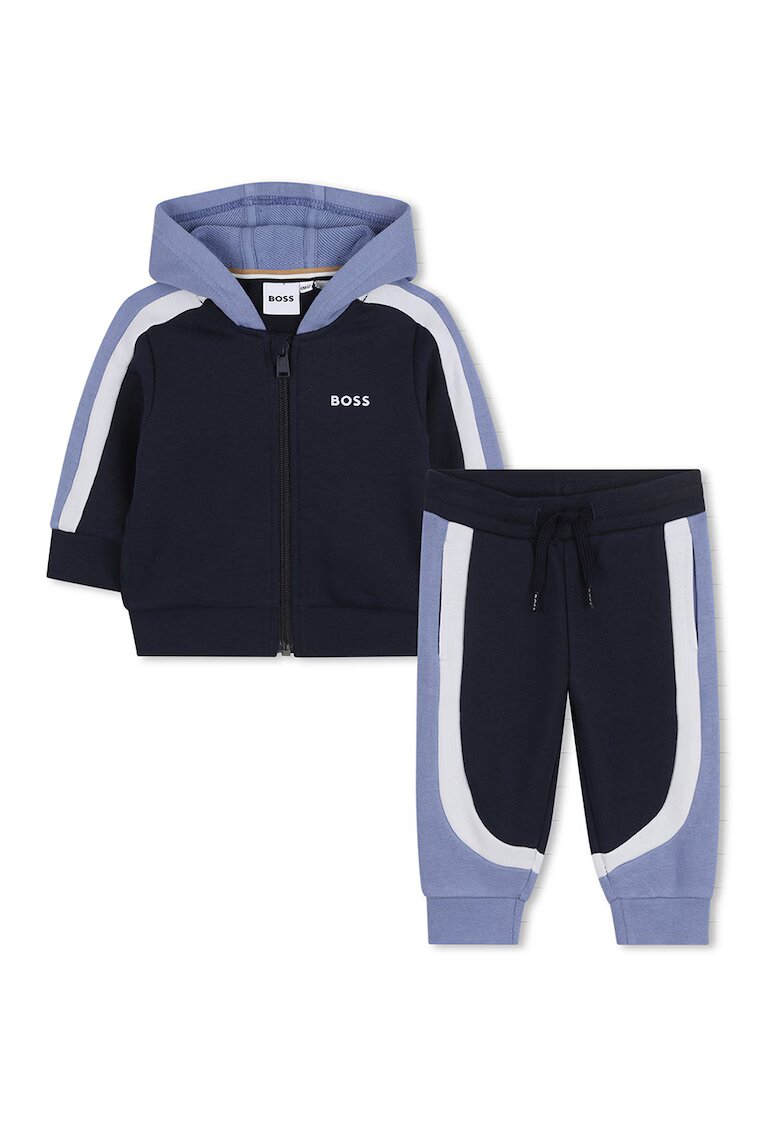 BOSS Kidswear Спортен екип с памук с лого - Черен/Прашно синьо