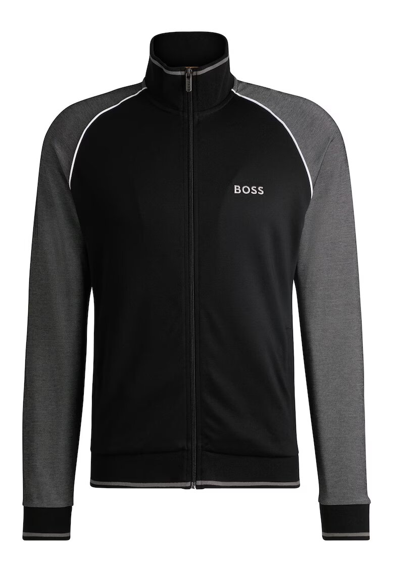 BOSS Суитшърт с памук с цип и ръкави реглан