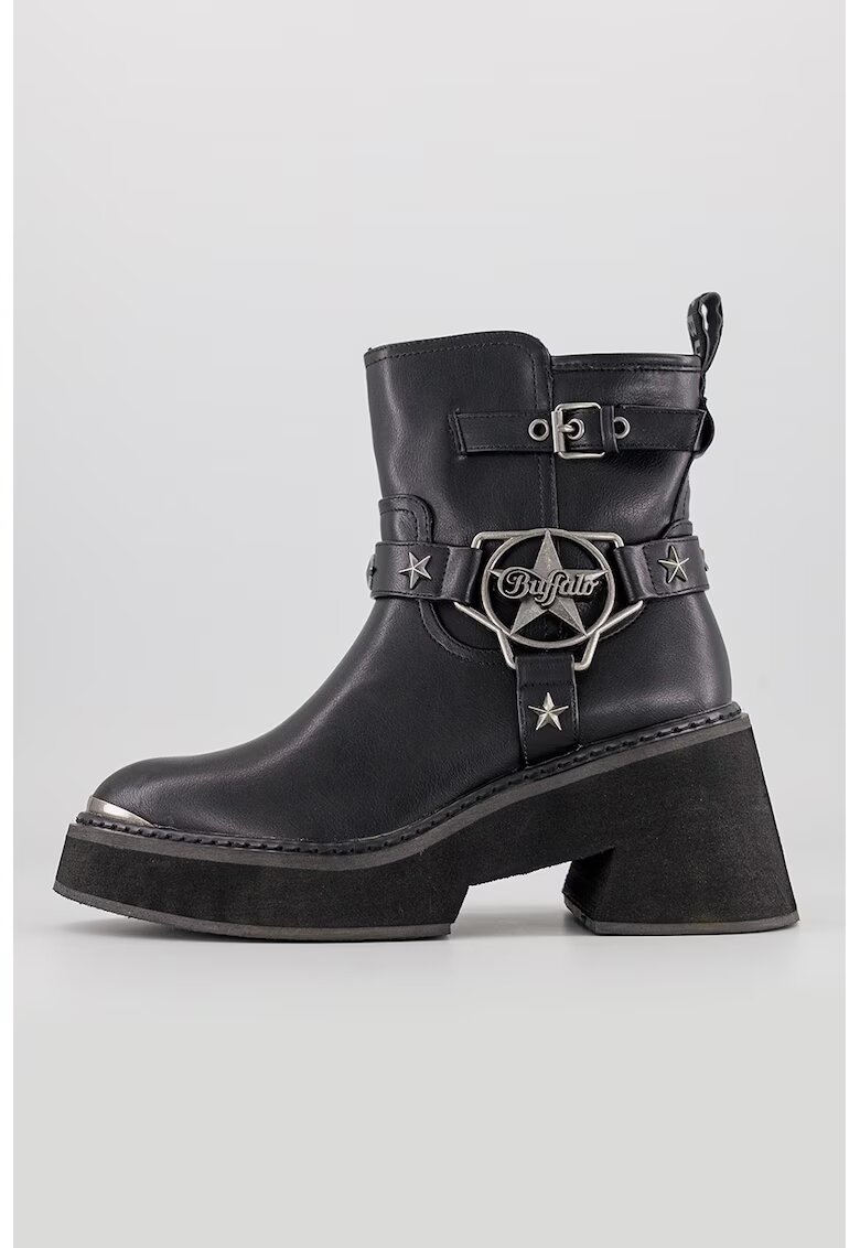Buffalo Боти Bull Star Biker от еко кожа с масивен ток