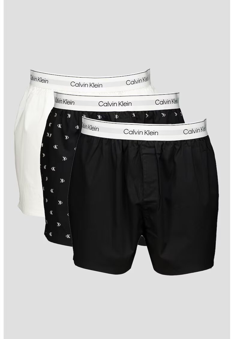 Calvin Klein Боксерки с памук - 3 чифта - Черен/Бял