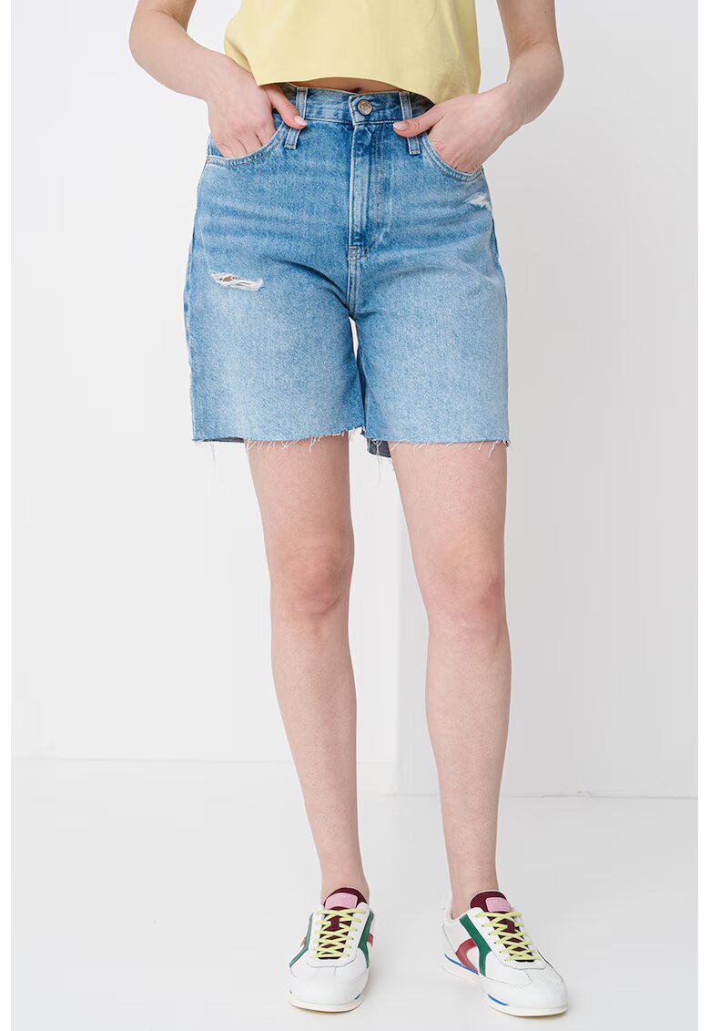 Calvin Klein Jeans Къси дънки с ресни и протрити зони