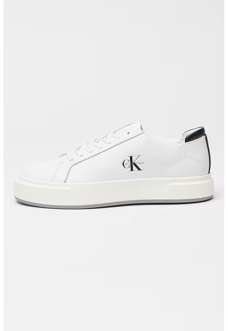 Calvin Klein Jeans Кожени спортни обувки с лого - Черен/Бял
