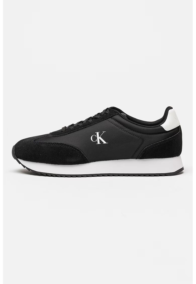 Calvin Klein Jeans Маратонки под глезена Retro Runner с велур - Бял/Черен