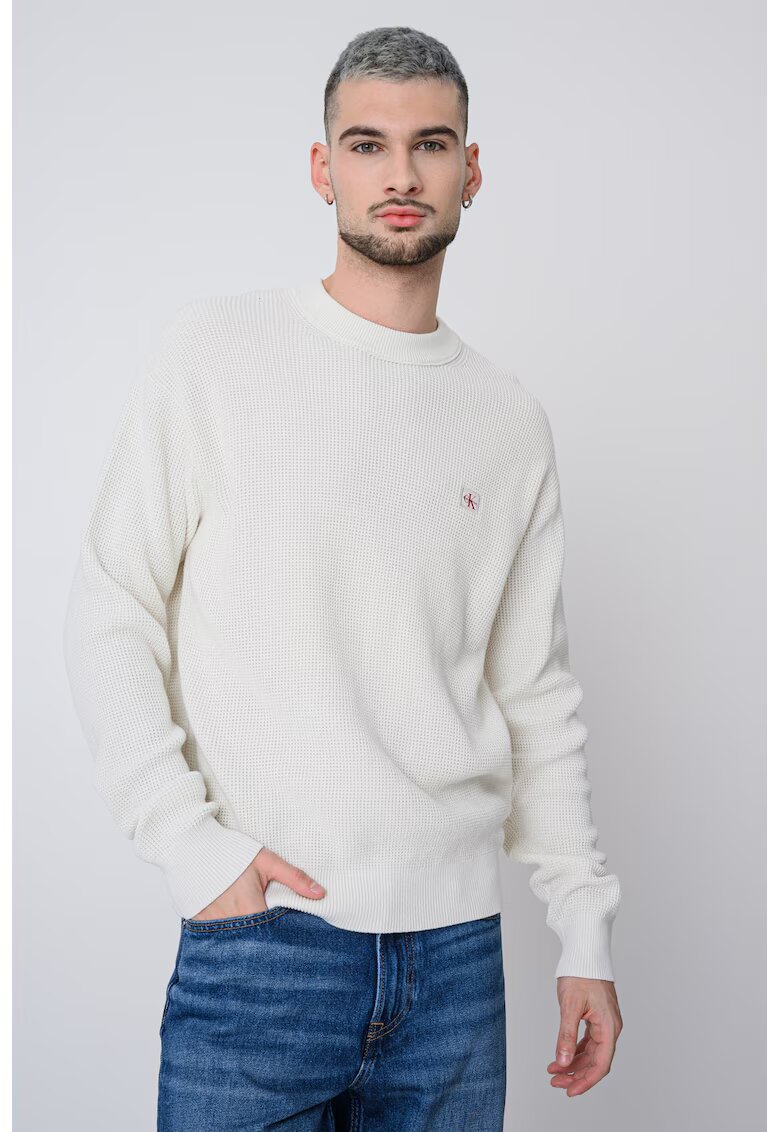 Calvin Klein Jeans Плетен пуловер с пришито лого