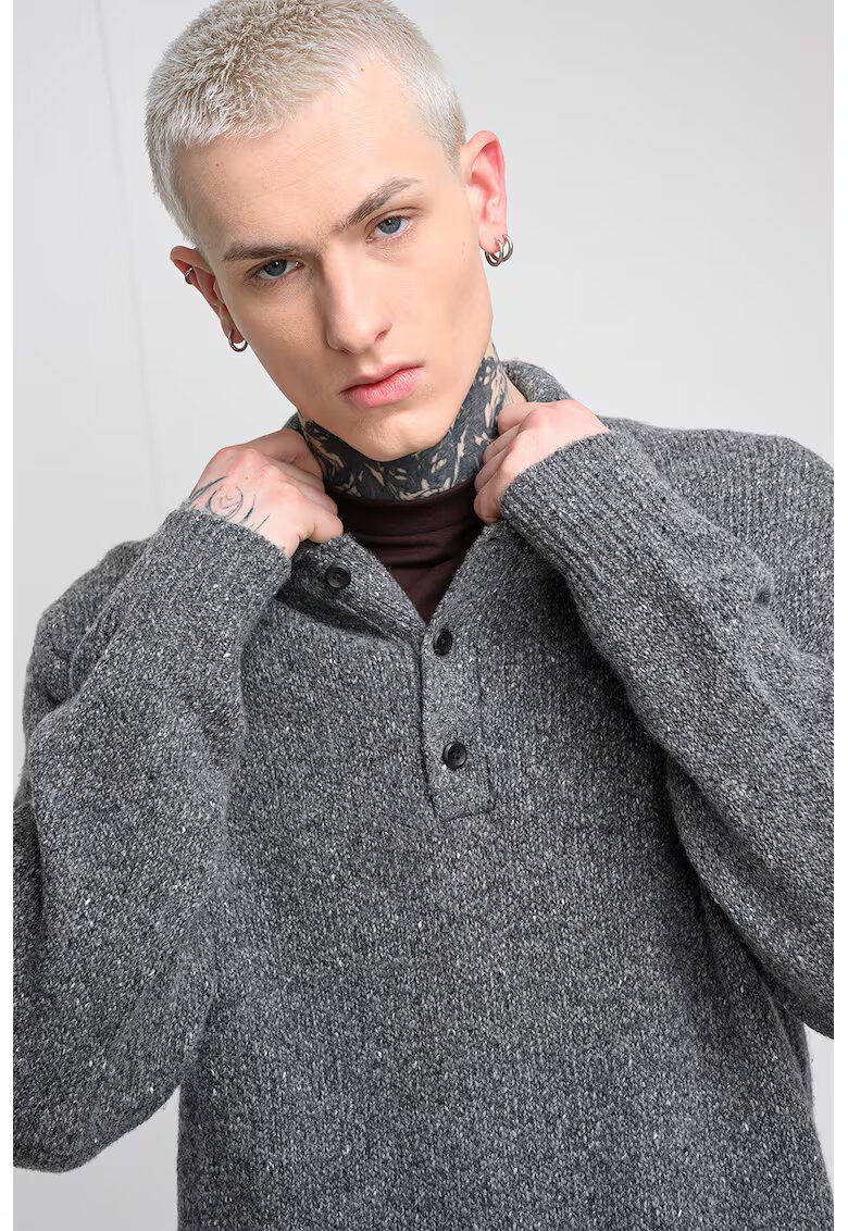 Calvin Klein Jeans Плетен пуловер с вълна с копчета