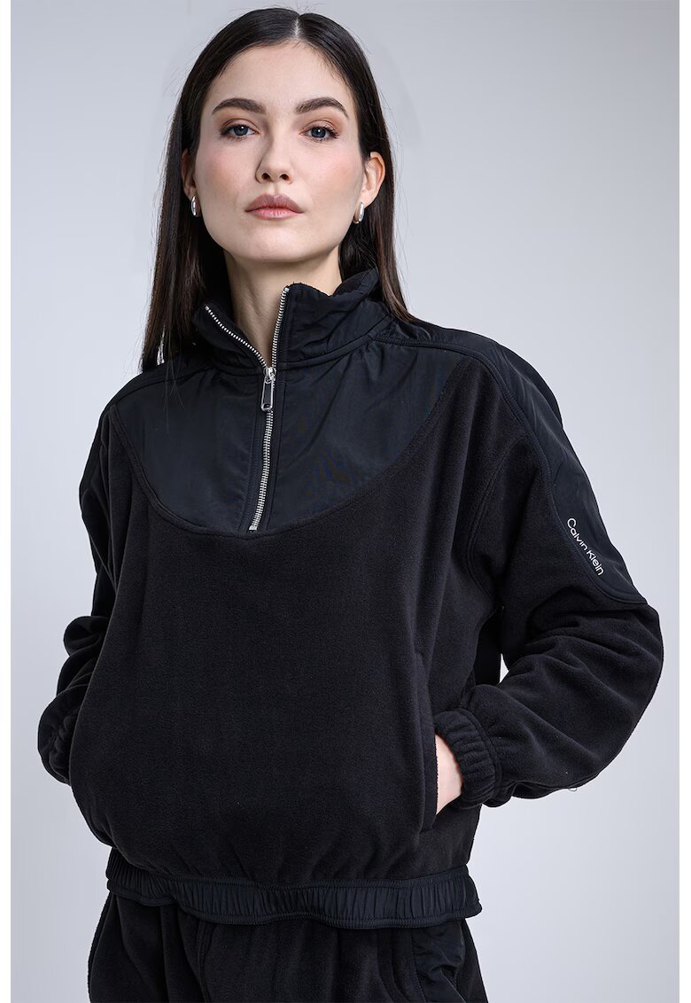 Calvin Klein Jeans Суитшърт с къс цип и джоб кенгуру