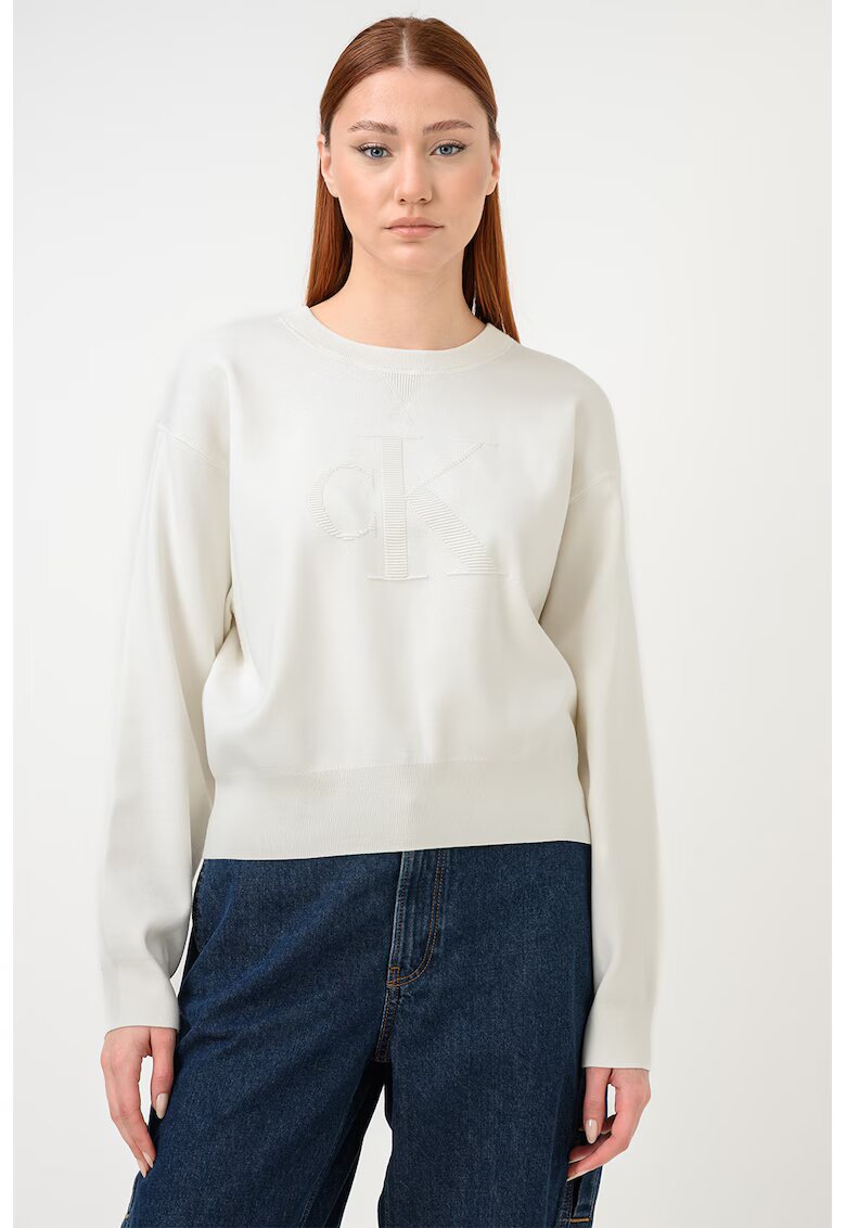 Calvin Klein Jeans Свободен пуловер с бродирано лого