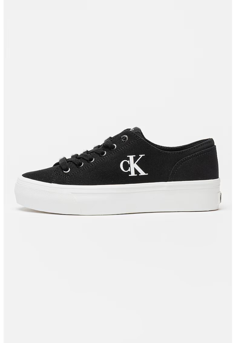 Calvin Klein Jeans Текстилни спортни обувки с равна платформа - Бял/Черен