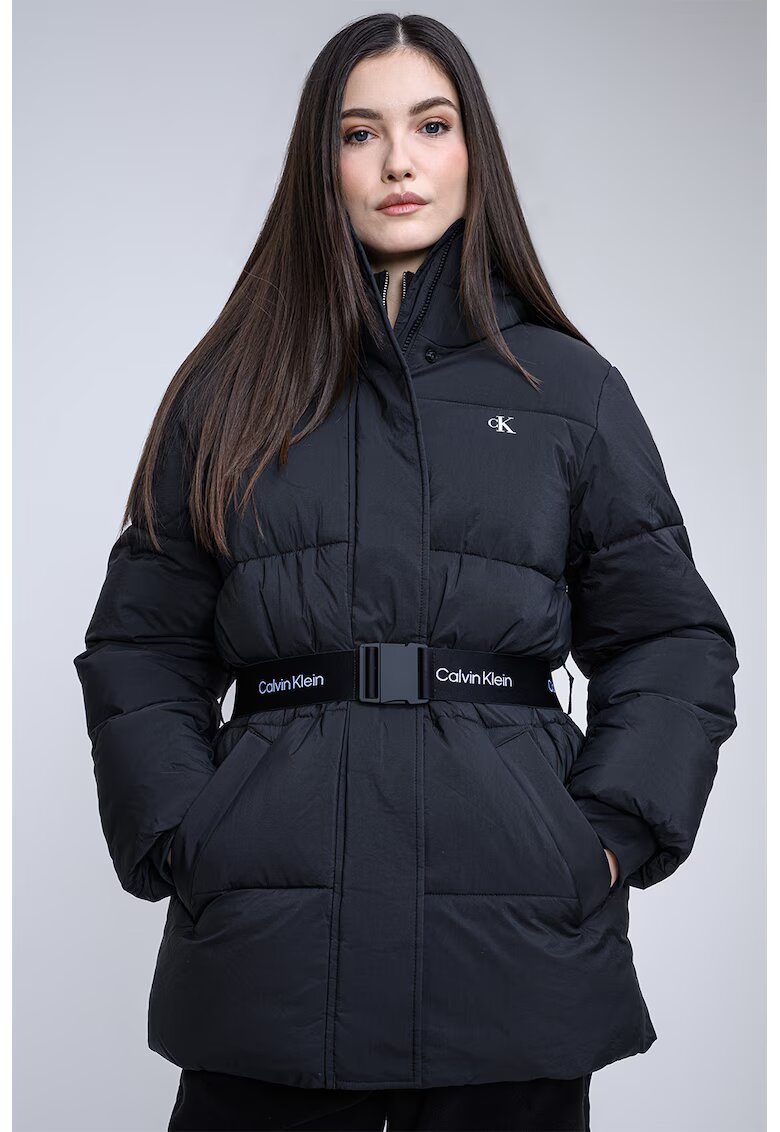 Calvin Klein Jeans Зимно яке с колан с лого