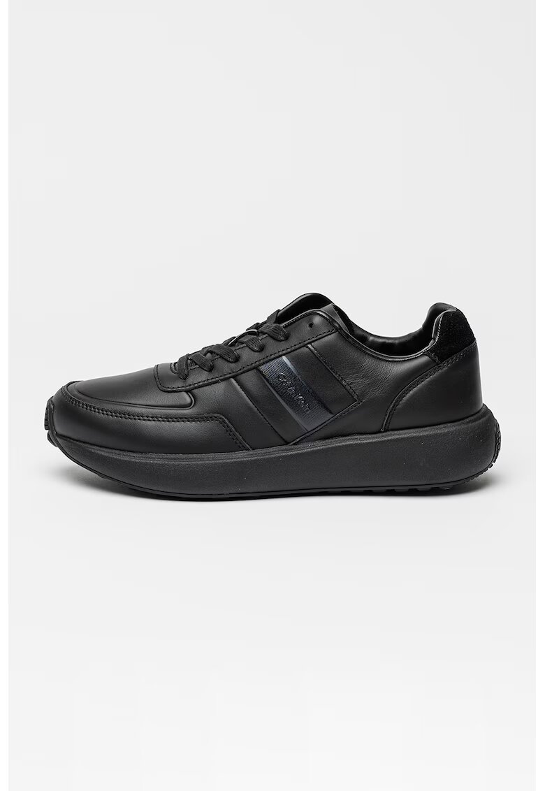 Calvin Klein Кожени спортни обувки City Runner с лого - Слонова кост/Светло бежово