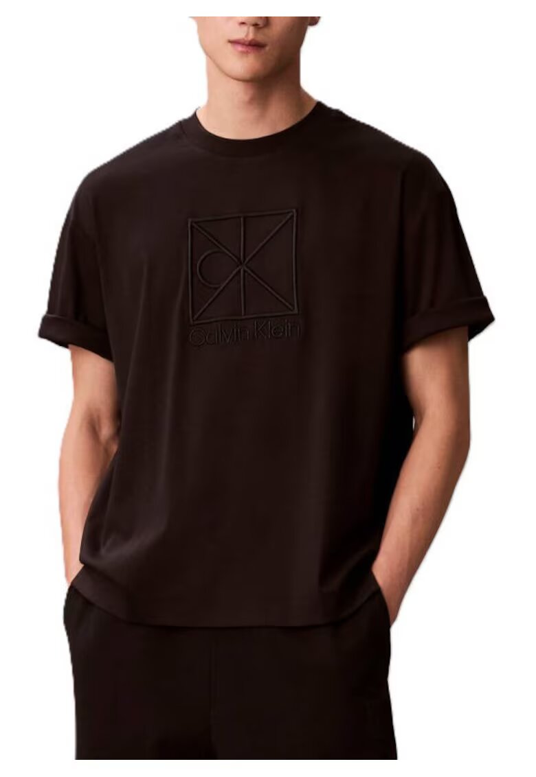 Calvin Klein Мъжка тениска SS RLXD PREMIUM INTERLOCK EMBLEM - Памук - Черна