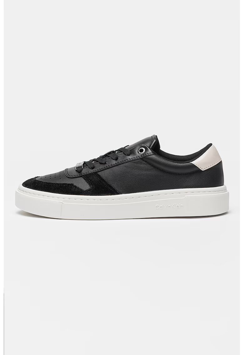 Calvin Klein Спортни обувки Cupsole с велур и връзки - Светло сив/Мръснобял/Тъмновиолетов