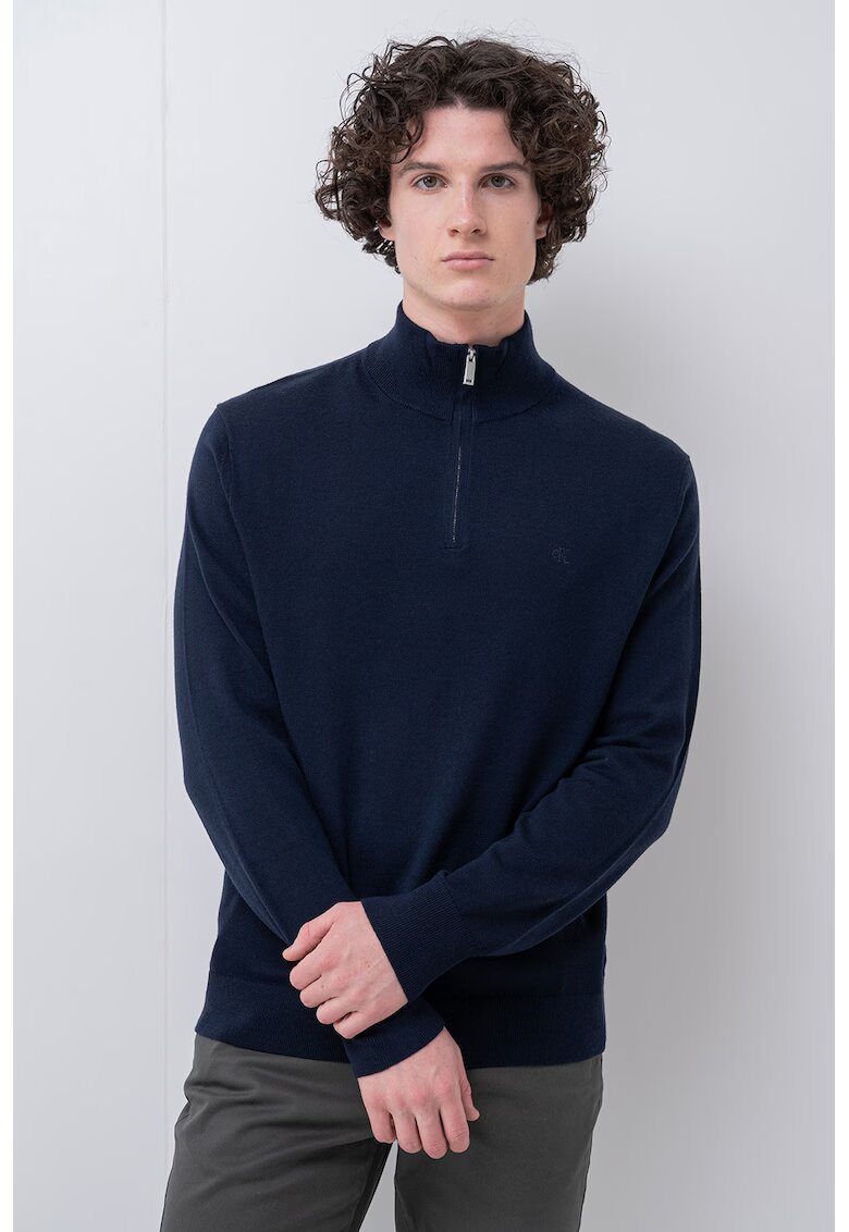 Calvin Klein Пуловер от мерино с къс цип