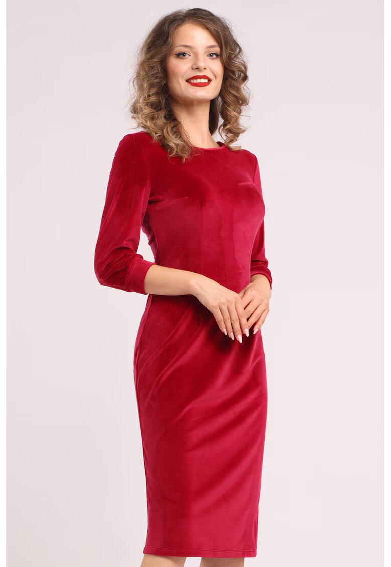 CAMISSI Едноцветна рокля с дълги ръкави