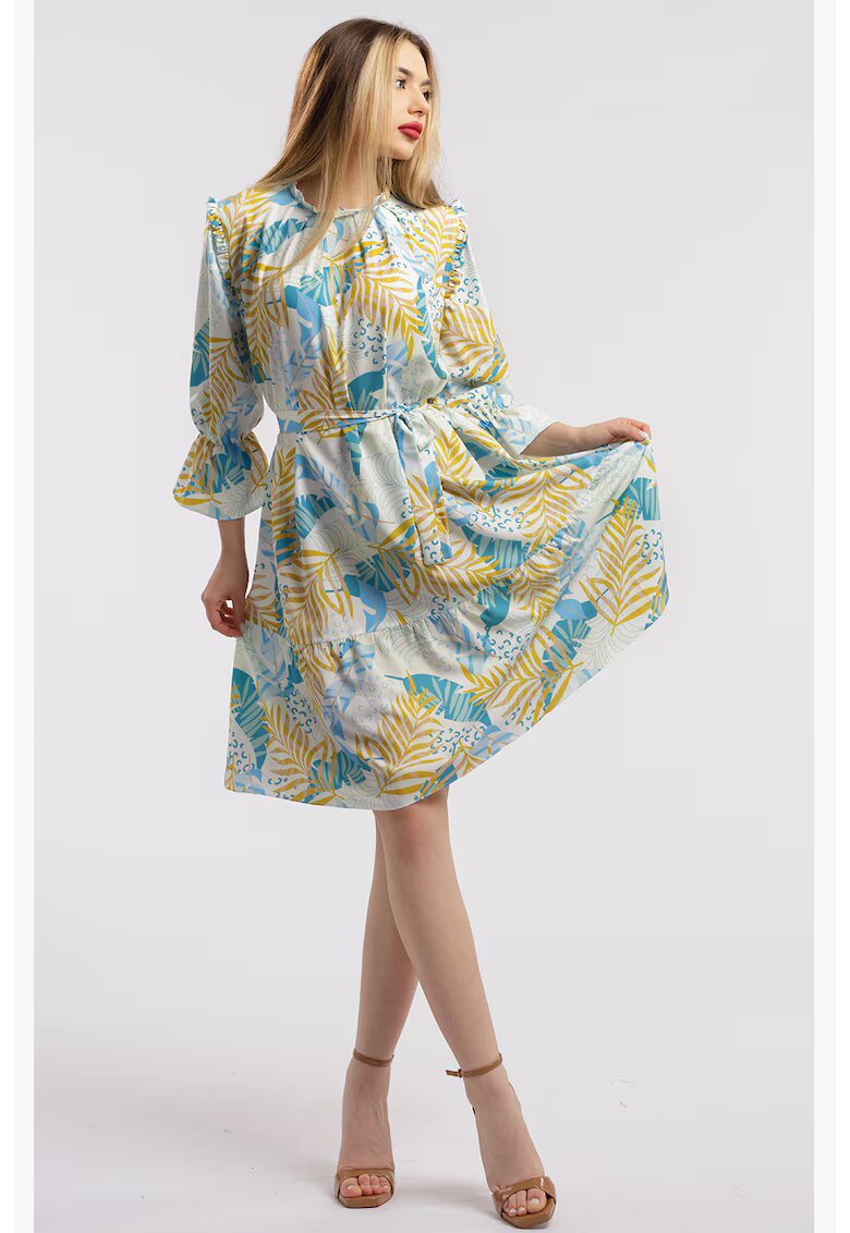 CAMISSI Къса рокля с десен - Зелен/Фуксия
