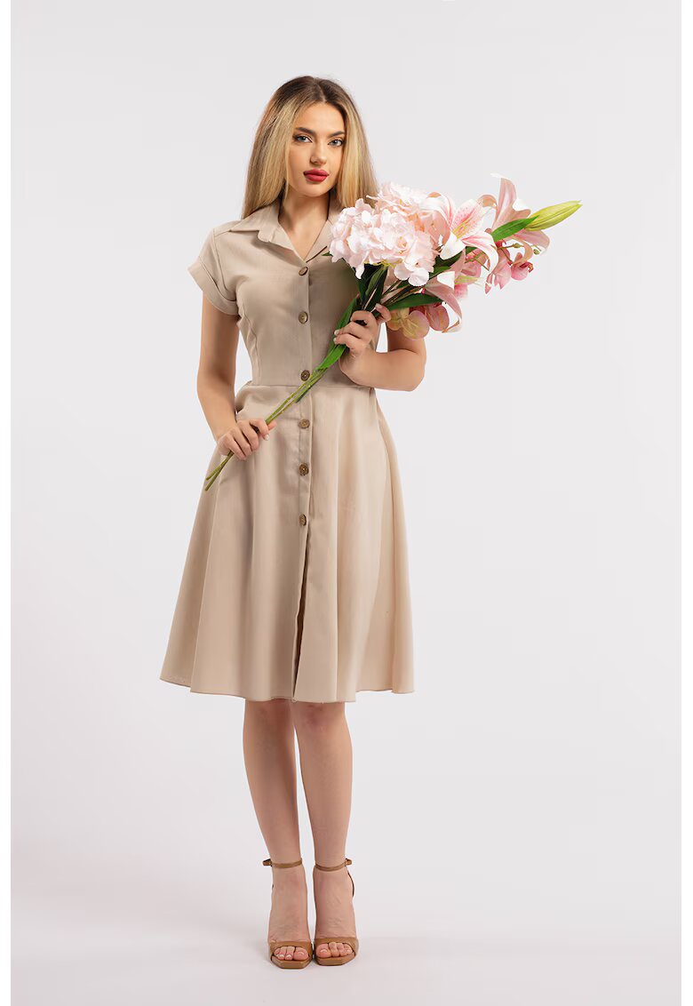 CAMISSI Разкроена ленена рокля-риза