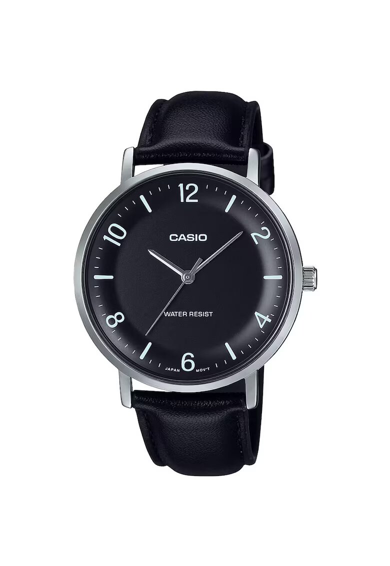 Casio Мъжки аналогов часовник MTP-VT03L-1B - кожена каишка