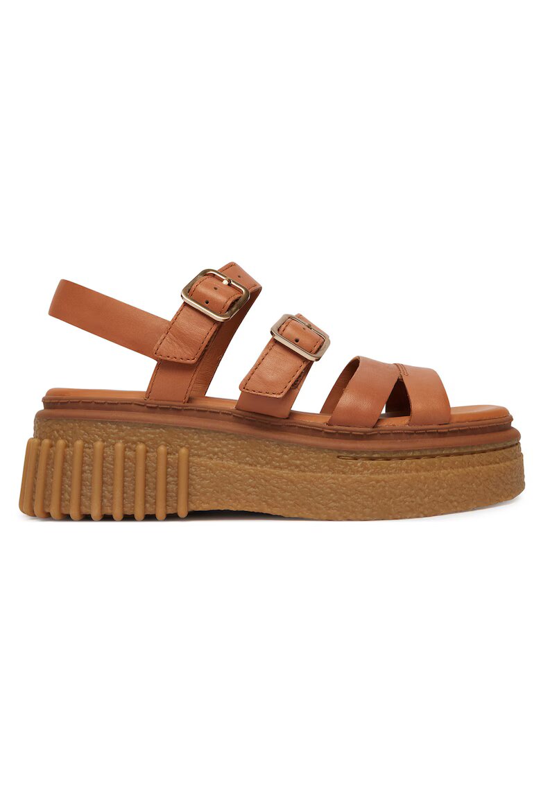 Clarks Дамски сандали естествена кожа - велкро - кафяви