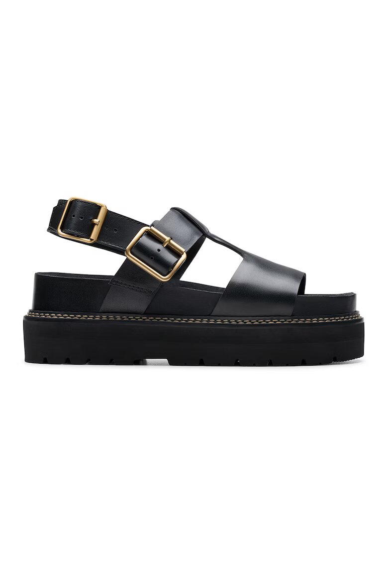 Clarks Кожени сандали с равна платформа