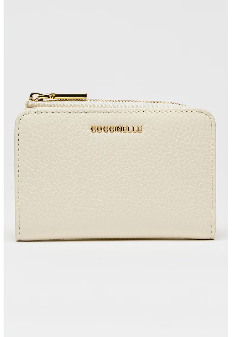 Coccinelle Кожен портфейл с релеф - Бял
