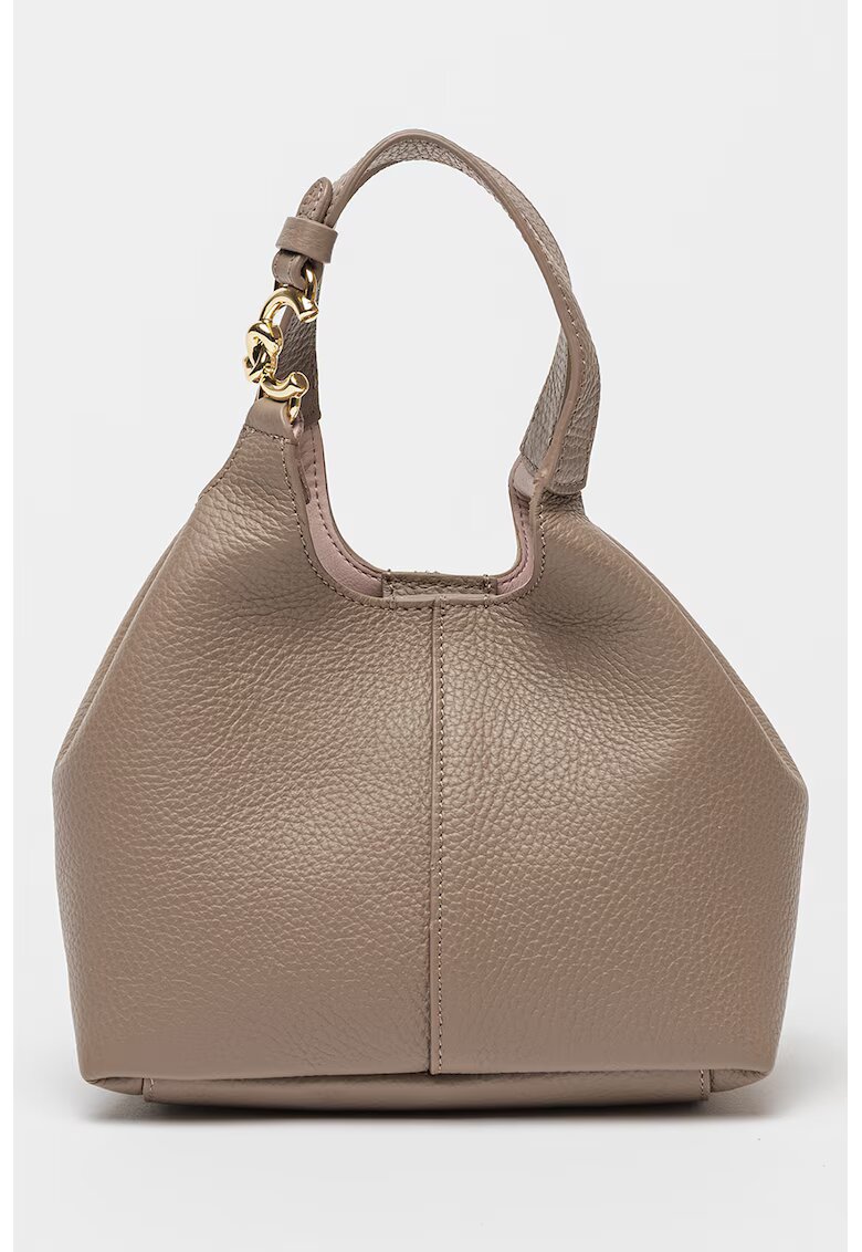 Coccinelle Кожена чанта Tote Easy - Светло кафяво