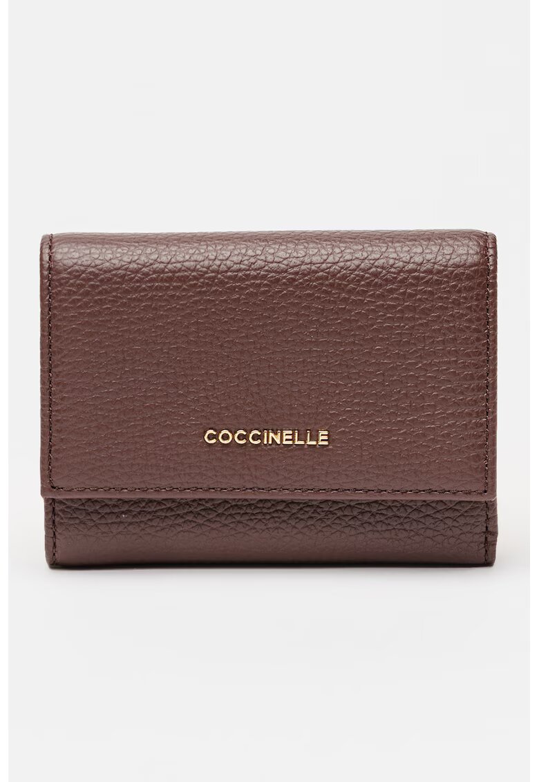 Coccinelle Кожено портмоне с двойно прегъване - Тъмно бордо