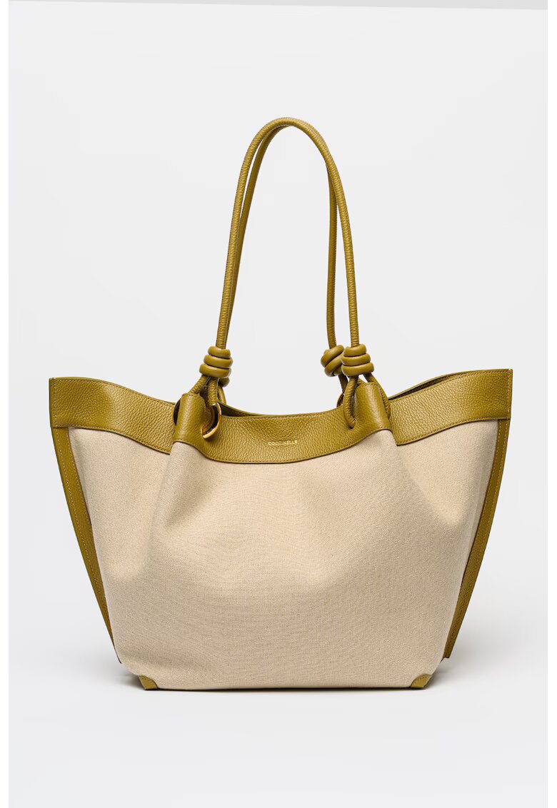 Coccinelle Текстилна чанта тип Tote с кожа - Sage Green