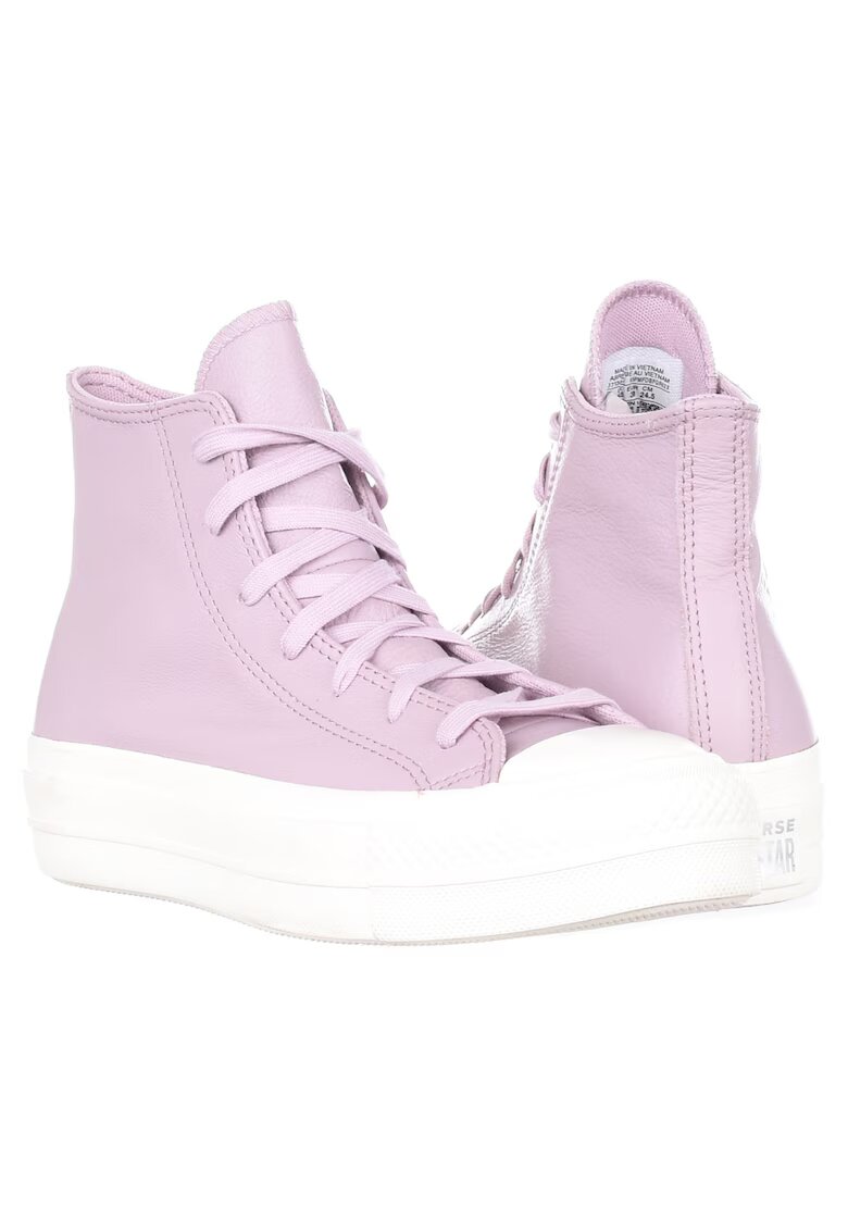 Converse Дамски кецове Chuck Taylor All Star - естествена кожа/текстил - бял/лилав